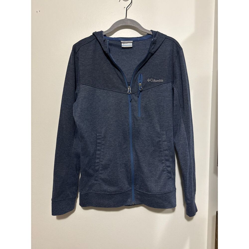 Columbia Blue Full Zip Hooded Performance Jacket Small Stretch Activewear Hiking